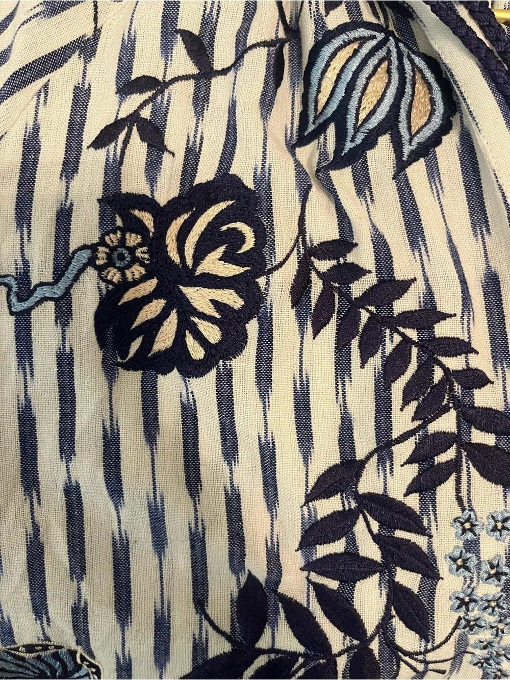 Carolina K Embroidered Striped Organic Cotton Boho Blouse Top Size S - Picture 8 of 12